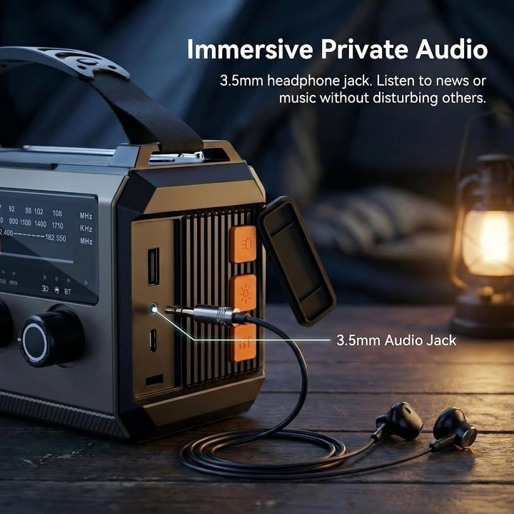 27000mAh Kurbelradio Notfallradio mit Solar & Powerbank: AM/FM Solarradio, Handkurbel, SOS, Taschenl