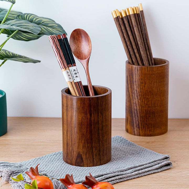 FYBlossom Utensilienhalter Küche Holz Küchenutensilienhalter, Runde Holz Besteckhalter Kochgeschirrh