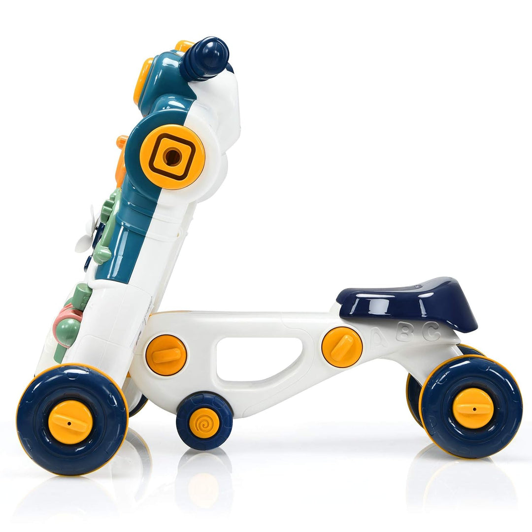 COSTWAY 3 in 1 Lauflernwagen mit Lichtern und Musik, Lauflernhilfe & Rutschauto & Spielbrett, Baby W