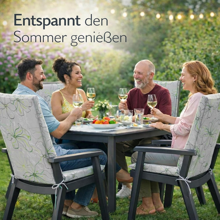BURI 2X Auflagen Set Hochlehner für Gartenstühle 120x48x6cm Sesselauflagen Polster UV Lichtecht - Ga