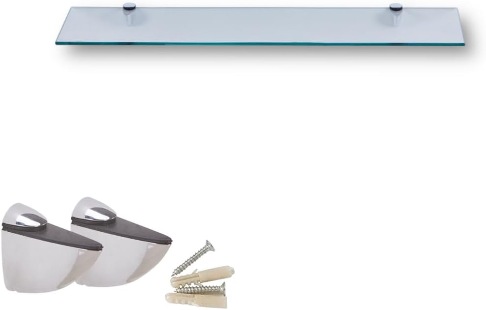 Euro Tische Glas Wandregal 50x17.8cm Badregal, Glas Regal für Badezimmer, Duschregal mit 6mm ESG Sic