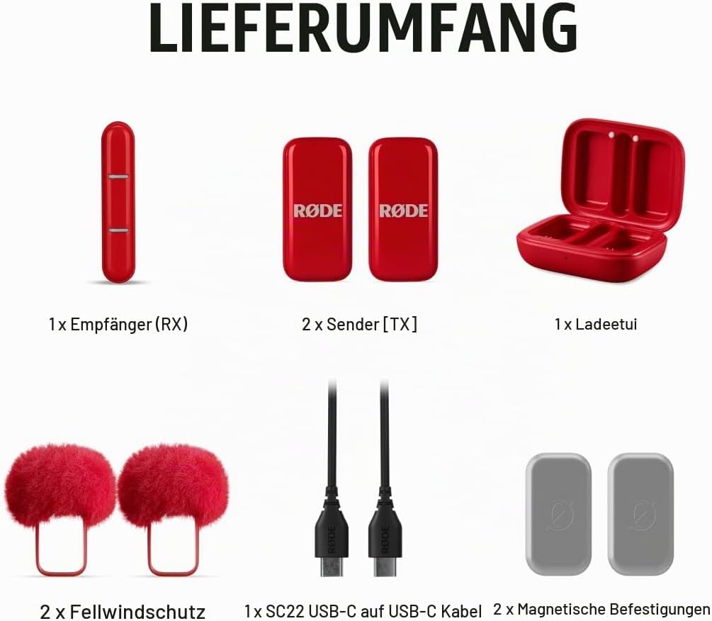 RØDE Wireless Micro - Kompakter kabelloser Mikrofon, Zwei Mikrofone mit Ladecase für Smartphone-Inha