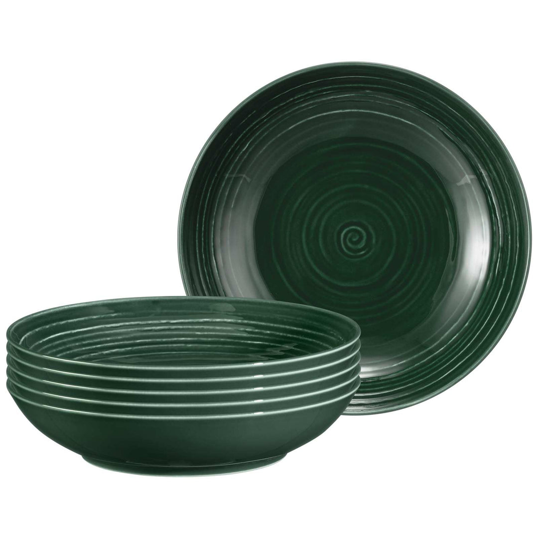 Seltmann Weiden Terra Suppenteller 6er Set, 21 cm, Tiefe Essteller mit spiralförmigem Relief, Spülma