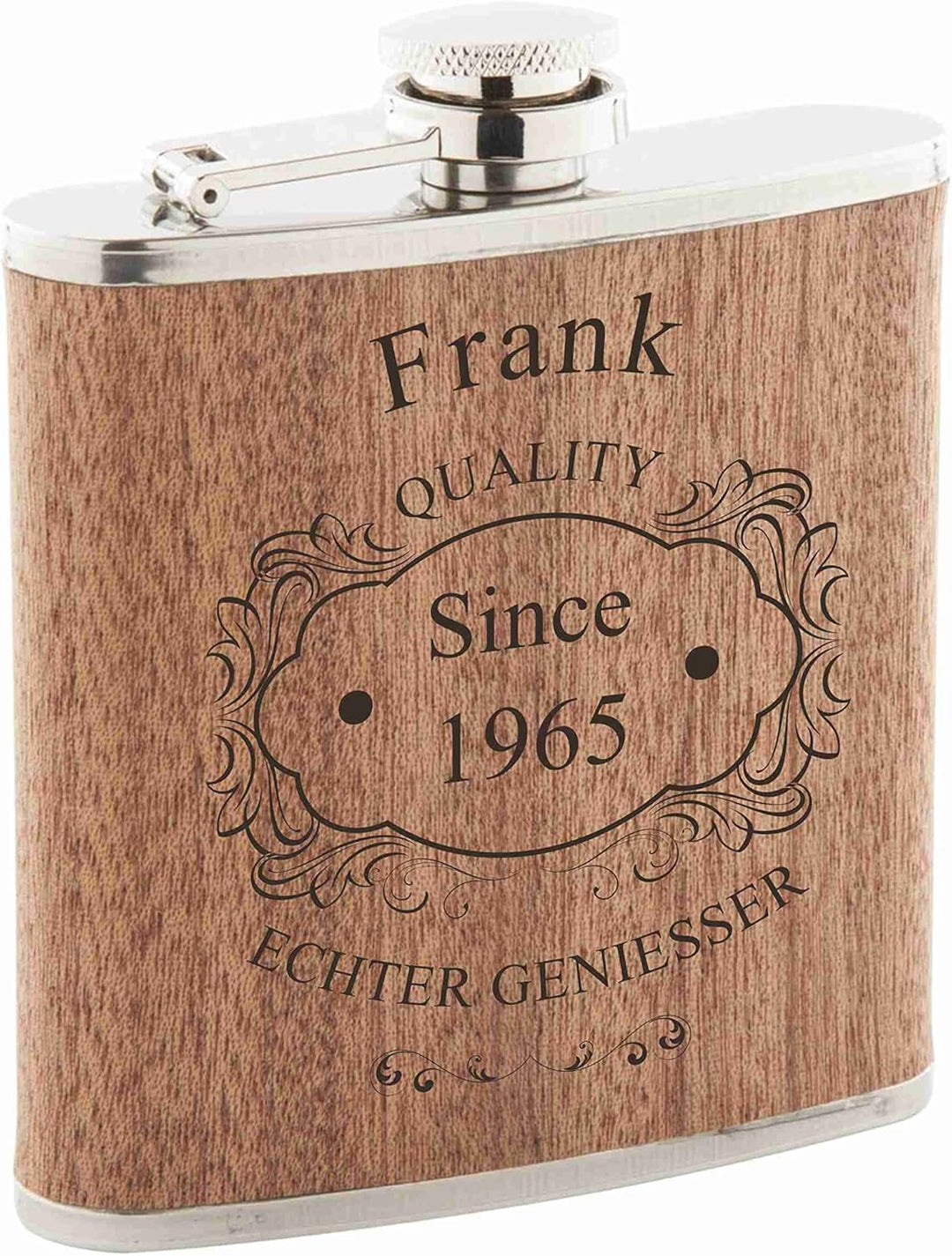 Flachmann mit Gravur Holz personalisiert *verschiedene Logos* personalisierter und gravierter Flachm
