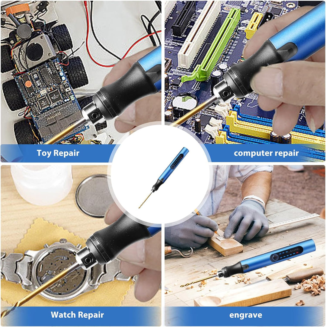 Mini Handbohrer Elektrisch: 3-Gang-Elektro-Mini-Bohrstift, Wiederaufladbare DIY Mini Bohrer mit 10 B