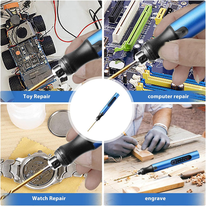 Mini Handbohrer Elektrisch: 3-Gang-Elektro-Mini-Bohrstift, Wiederaufladbare DIY Mini Bohrer mit 10 B