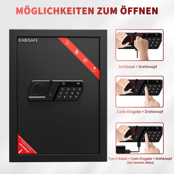 57L Safe Tresor, Grosser Schranktresor, Tresor mit Zahlenschloss, 57L
