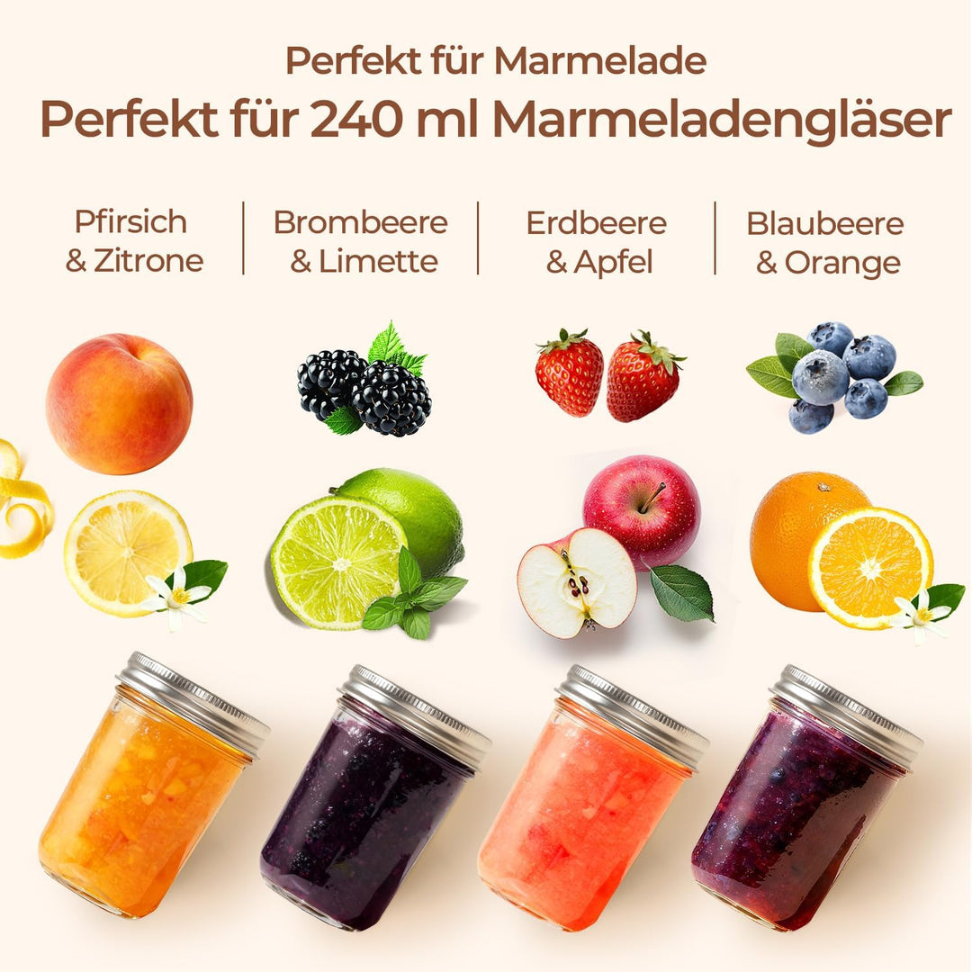 ComSaf 250ml Einmachgläser mit Deckel 16 Stück Mason jar, Vorratsgläser für Lebensmittel für selbstg