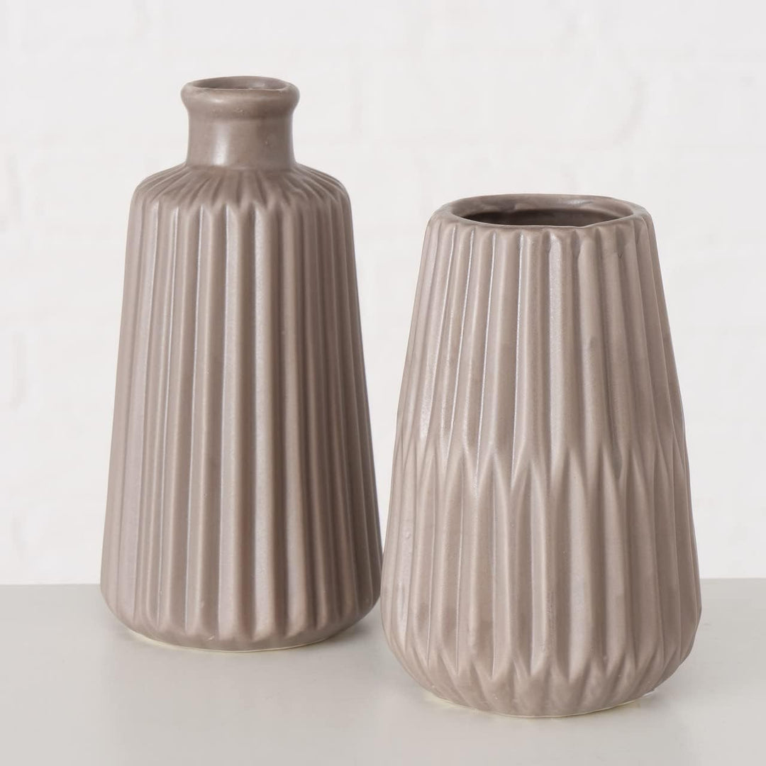 Boltze Vasen Set Esko 2-teilig, Blumenvasen aus Keramik, ø ca. 8,5 cm, ohne Blumen, skandinavischer