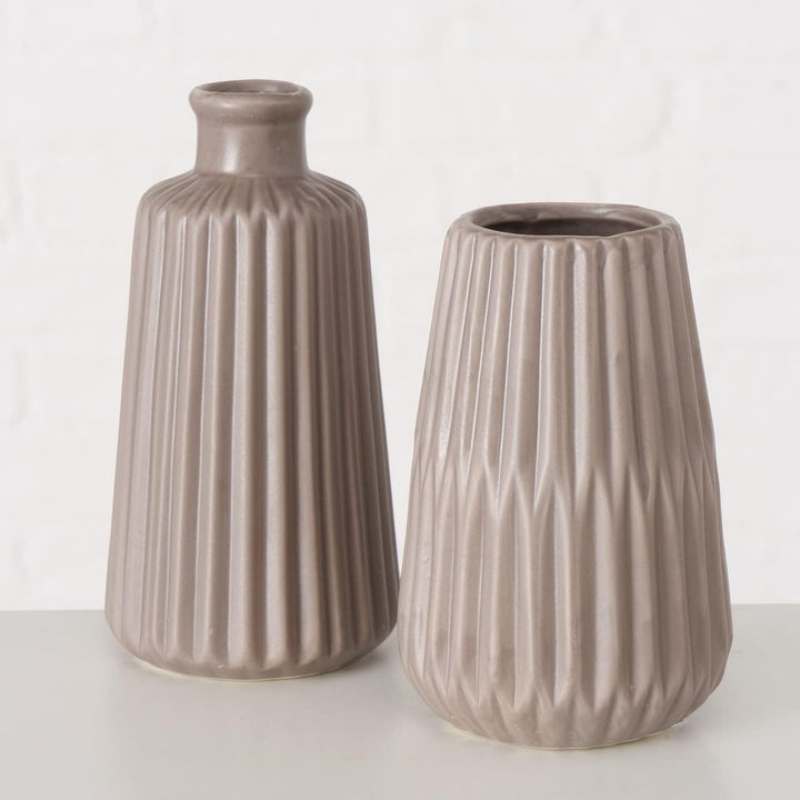 Boltze Vasen Set Esko 2-teilig, Blumenvasen aus Keramik, ø ca. 8,5 cm, ohne Blumen, skandinavischer