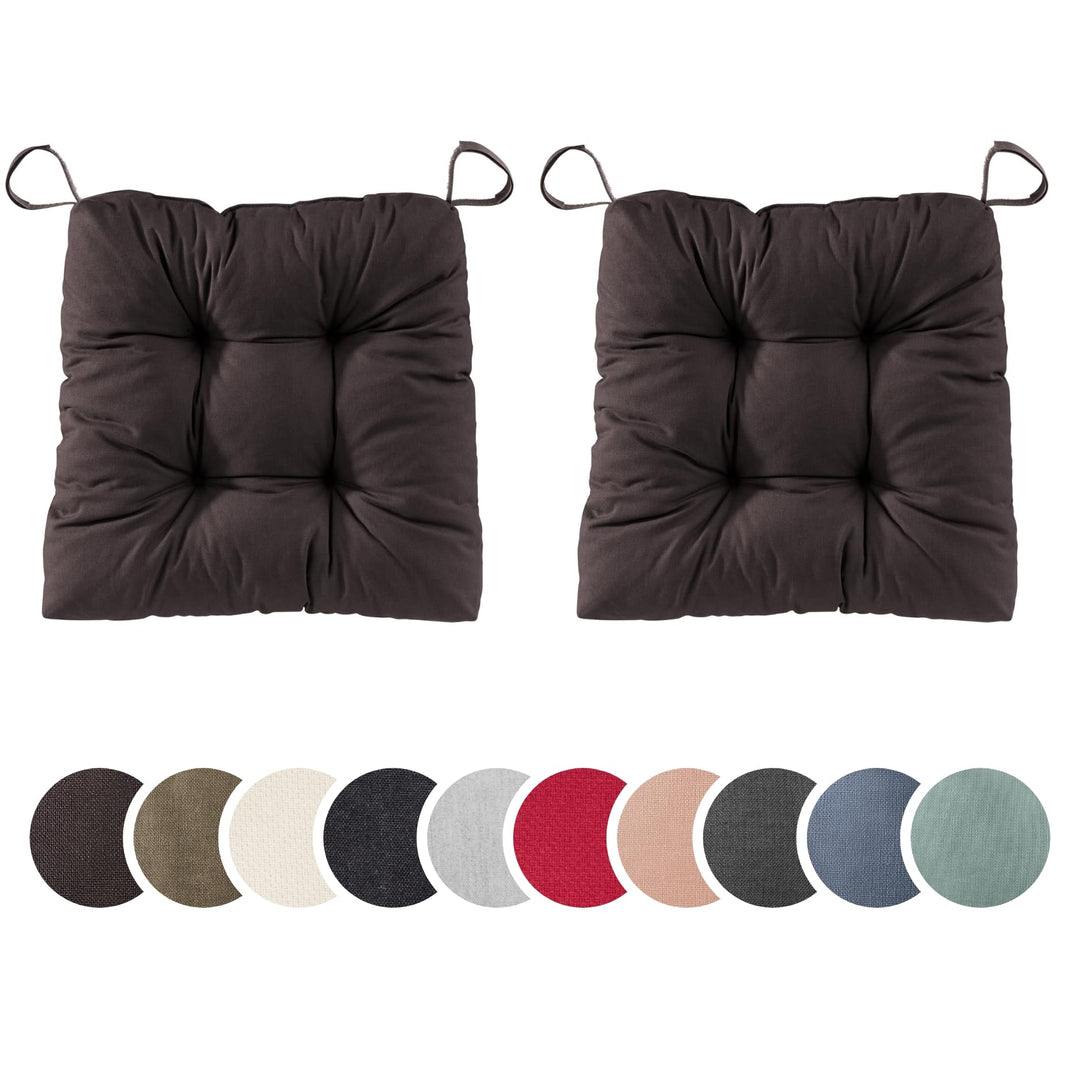 sleepling 2er Set Stuhlkissen 40 (vorne), 35 (hinten) x 38 x 7 cm, Sitzkissen für Stuhl & Bank mit K