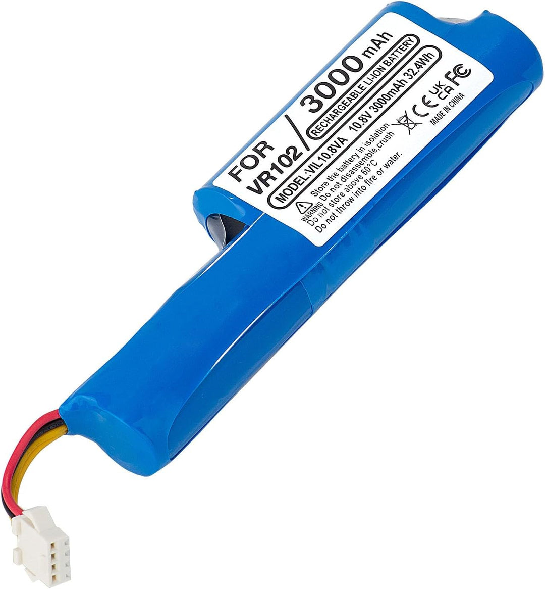 3000mAh 10,8V Li-Ion Akku kompatibel mit Vileda VR 102, VR One, VR 201 PetPro, VR 303 Saugroboter, E