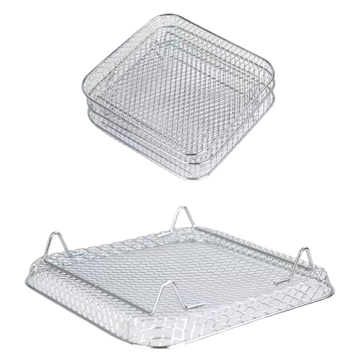 3PCS Air Fryer Rack, Stapelbares Edelstahl Heissluftfritteuse Grillrost Luftfritteuse-Gestell Quadra