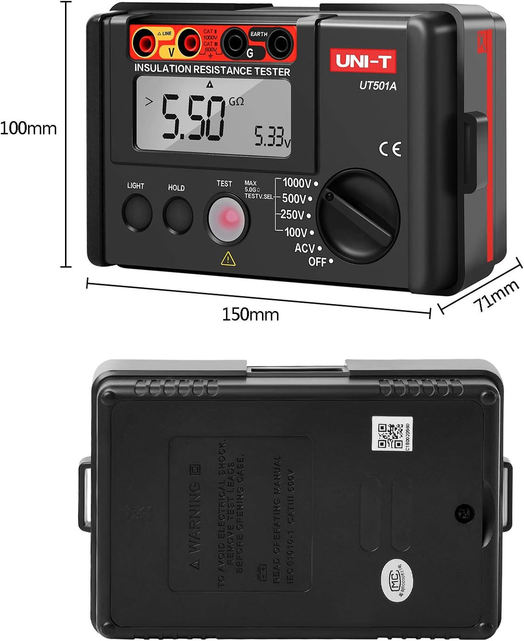 Isolierung Widerstand Tester, UT501A LCD Isolationsmessgerät Isolationstester, Digital Megaohmmeter
