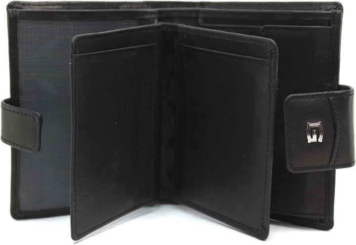 Giudi Geldbörse Damen Leder Mittel-Gross Echtleder Portemonnaie (13x10x2,5) (Schwarz), Schwarz