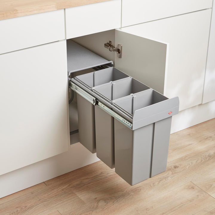 WESCO Bio Trio 30DT 3x10 Liter alugrau Einbau Abfallsammler Mülleimer Vollauszug