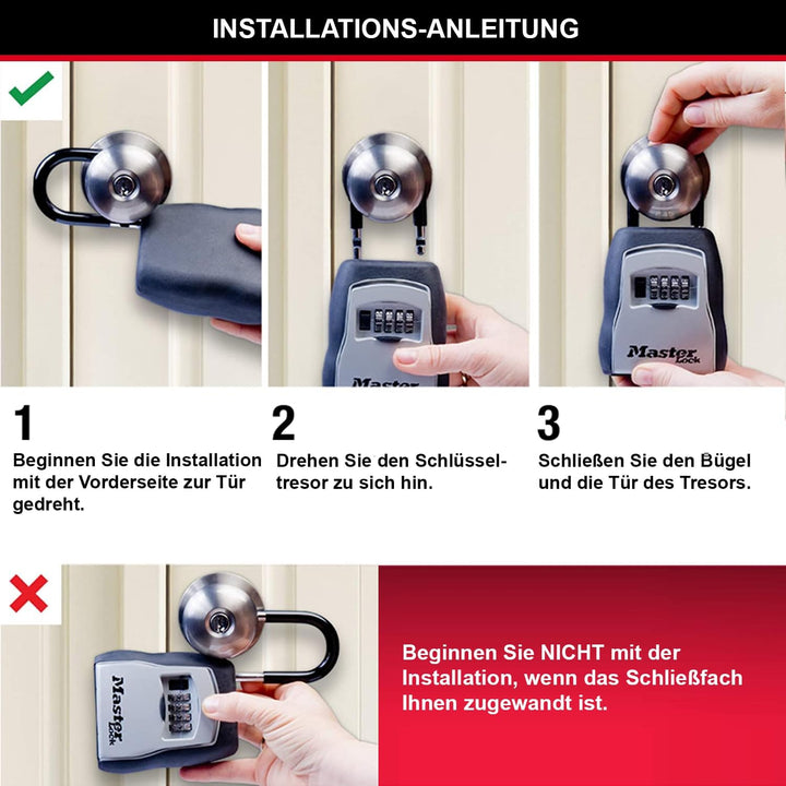 Master Lock Schlüsseltresor, mit Bügel, Aussen, 15.7 x 9 x 4 cm, Schlüsselsafe Medium - mit Bügel, M