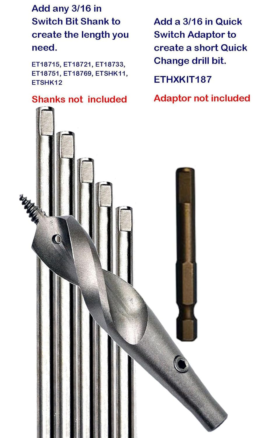 Eagle Tool US ET375 Installationsbohrer, Wechselschalter-Bit, Schraubspitze, Schwarz, 3/8 Zoll, ETS3