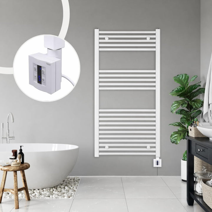 anapont elektrischer Badheizkörper 1175x600 - weiss gebogen - Timer-Funktion - Handtuchheizkörper -
