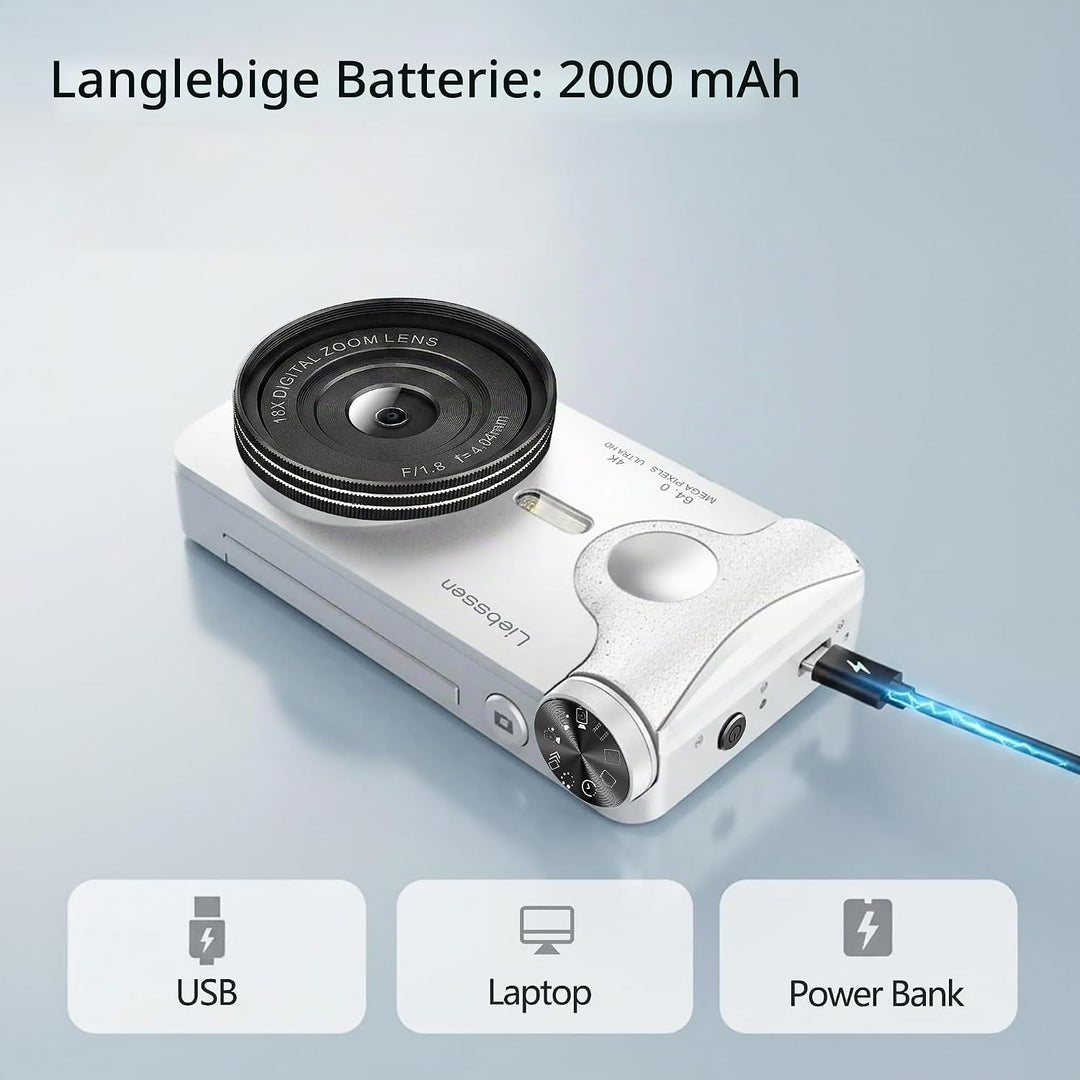4K Digitalkamera 64MP Autofokus 3,0 Zoll 180°Klappbildschirm Wiederaufladbar Tragbar für Fotos&amp;Vlogs
