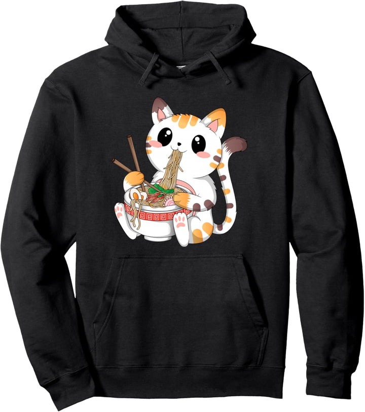 Lustige Japanische Anime Katze Ramen Nudeln Manga Kawaii Pullover Hoodie