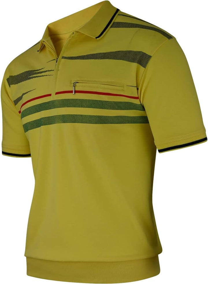 Soltice Herren Kurzarm Poloshirt, Polohemd, Gestreifte Blousonshirt mit Brusttasche aus Baumwoll-Mix