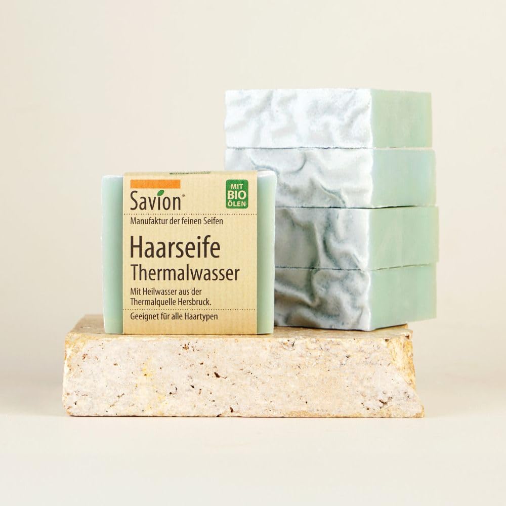 Savion 4+1 Bio Haarseife Thermalwasser, Vegan, Handgemacht, Palmölfrei, Plastikfrei, 5x 85gr 1.42 g