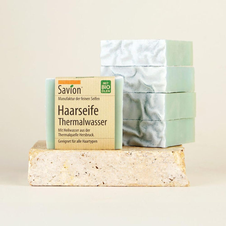 Savion 4+1 Bio Haarseife Thermalwasser, Vegan, Handgemacht, Palmölfrei, Plastikfrei, 5x 85gr 1.42 g