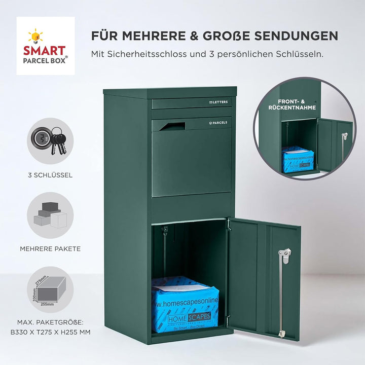 SMART PARCEL BOX Paketbox draussen, Standbriefkasten mit Paketfach, Paketbriefkasten XXL, grosse Pos