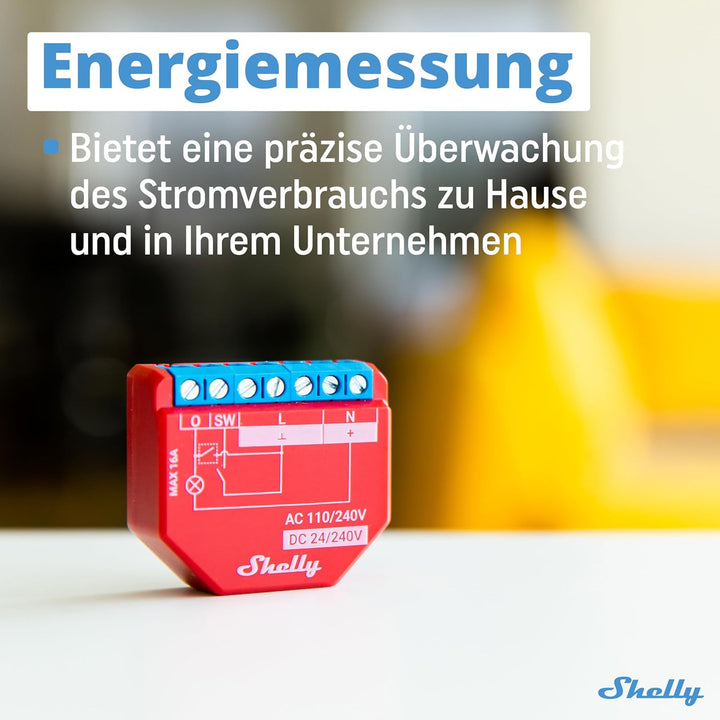 Shelly Plus 1PM | WiFi & Bluetooth Smart-Relais-Schalter mit Leistungsmessung | Hausautomatisierung