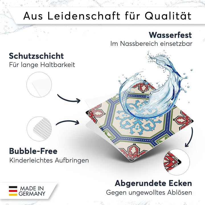 20 Stück Fliesenfolie für Bad und Küche 20x20 cm - Klebefliesen, Mosaikfliesen - Sticker Fliesen sel