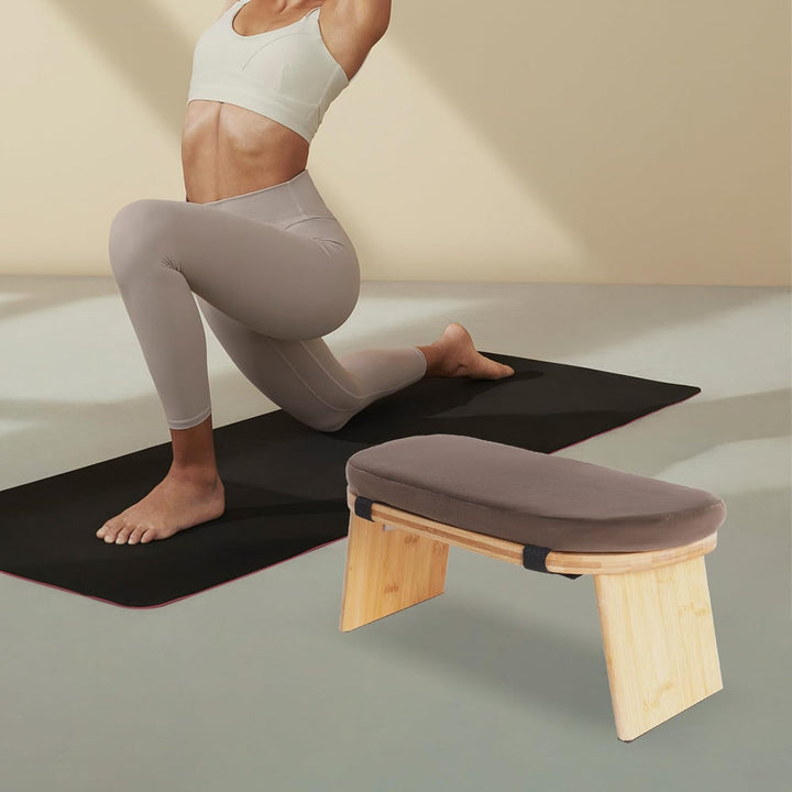 BAOCHADA Meditationsbank – Klappbare Ergonomische Bambus-Meditationsbank mit Bequemem Kissen, zum Kn