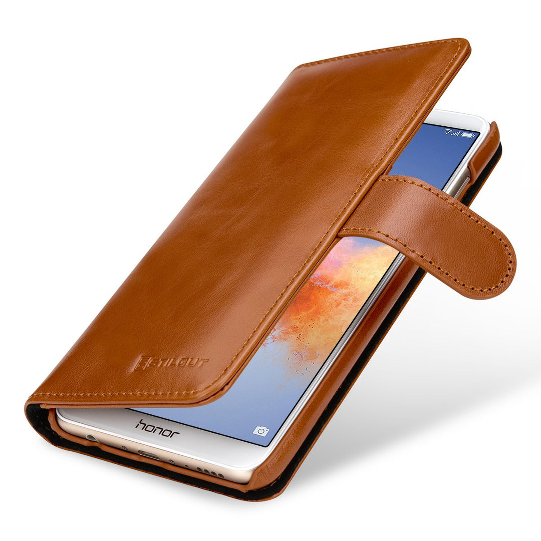 STILGUT Talis Schutz-Hülle für Huawei Honor 7X mit Kreditkarten-Fächern aus echtem Leder. Seitlich a