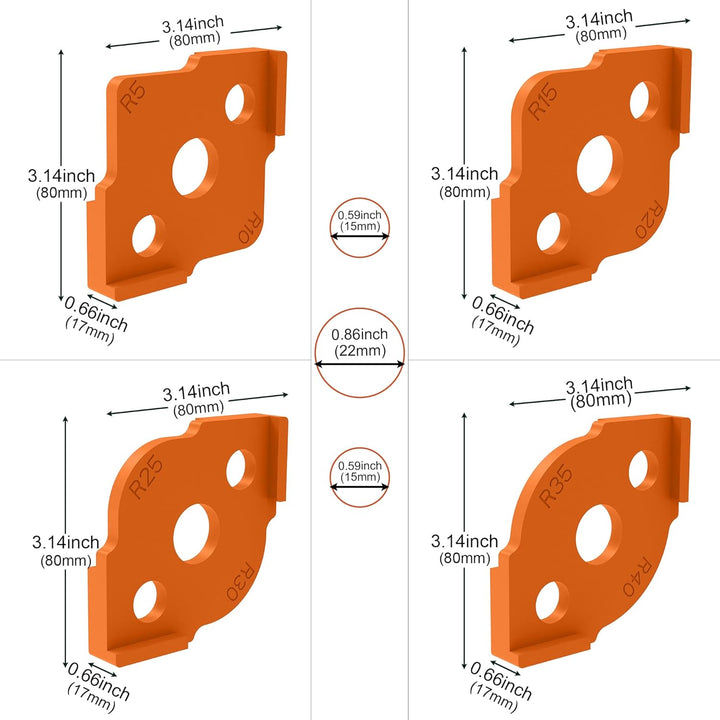 Abrundfräsen Vorlage Radius Vorrichtung Fräserschablonen Eckradiusfrässchablonen ABS + CNC Hochhärte