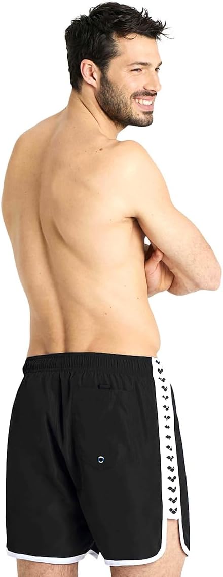 ARENA Herren M Icons Team Stripe Boxer Swim Trunks S Black-white, S Black-white