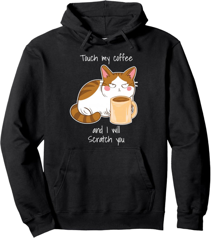 Niedliche wütende Katze Kaffee Montag Koffein Pullover Hoodie