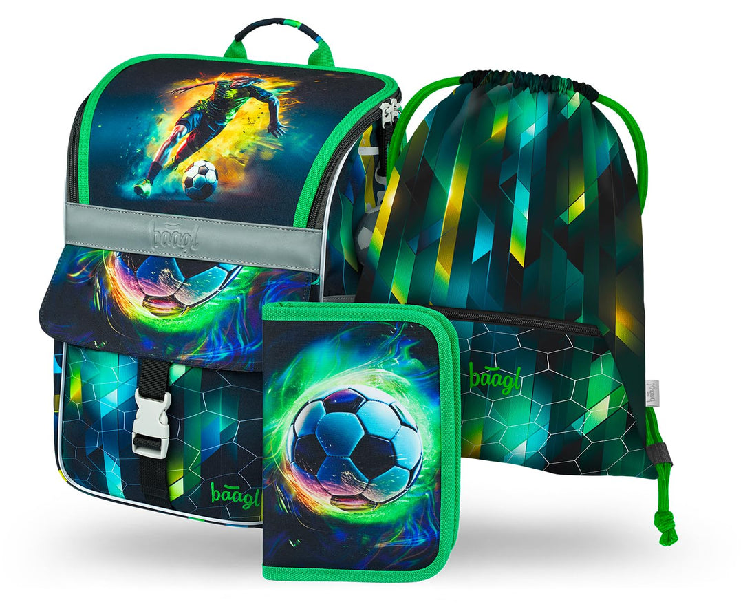 Baagl Schulranzen Jungen Set 3 Teilig, Zippy Schultasche für 1. Klasse, Grundschule Ranzen Tornister
