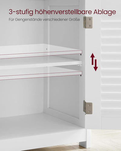 VASAGLE Badezimmerschrank, Badschrank, Küchenschrank mit offenem Fach, Aufbewahrungsregal mit 2 Türe