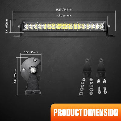 Willpower 15 Zoll 38CM 108W Led Arbeitsscheinwerfer Bar mit Kabelbaum Spot Led Scheinwerfer 12V 24V