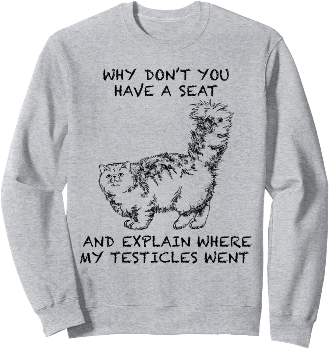 Persische Lustige Katze Zitat Hand gezeichnete Kunst Sweatshirt