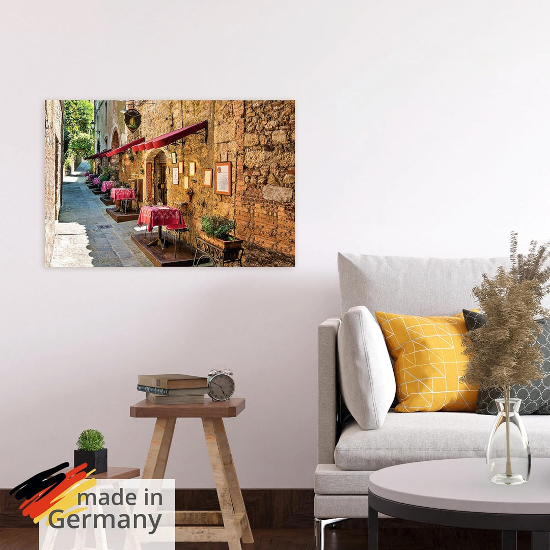 ARTland Poster Kunstdruck Wandposter Bild ohne Rahmen 90x60 cm Toskana Italien Stadt Altstadt Restau