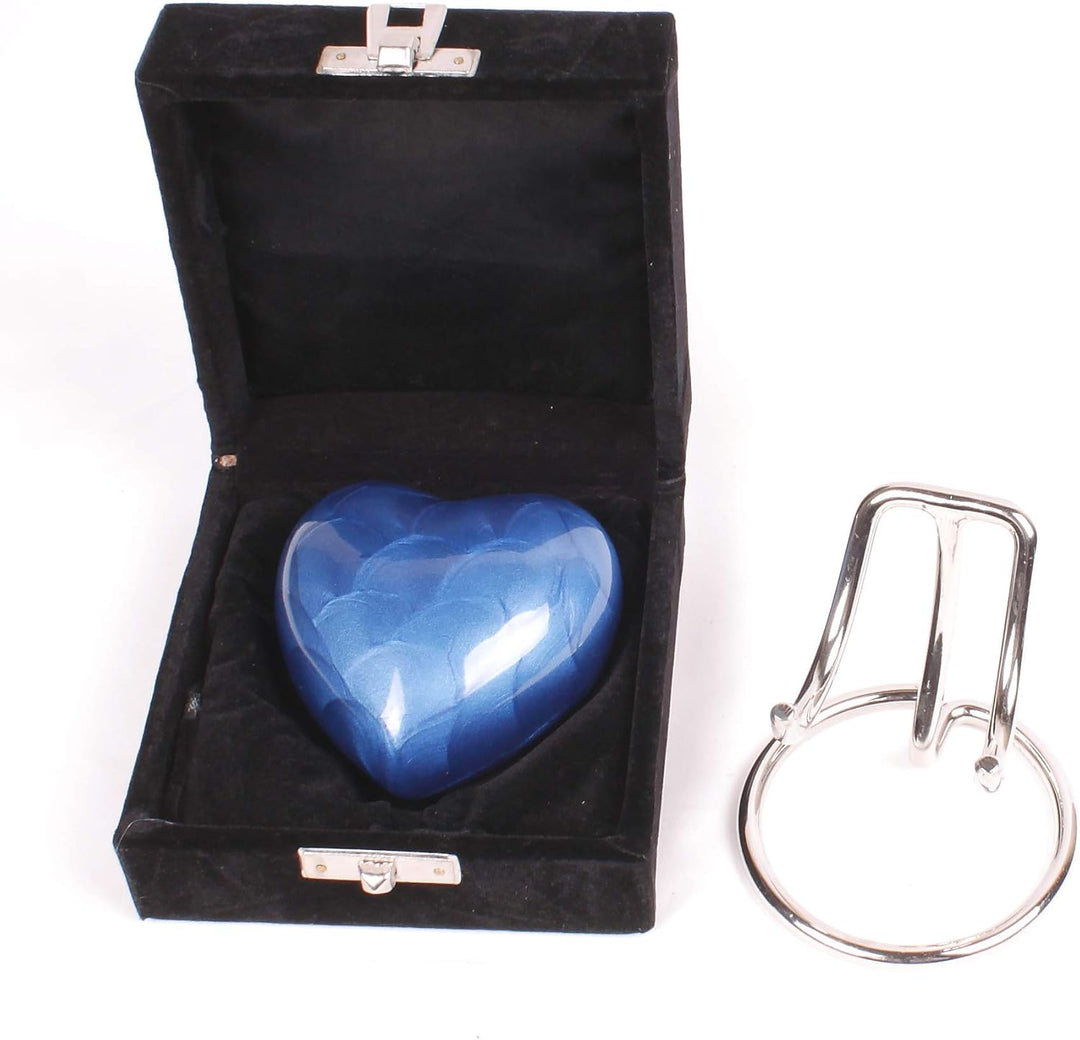 Kleine Urne für Asche mit verbessertem Deckel, Mini-Herz-Gedenkurne mit Box und Ständer, aus Alumini