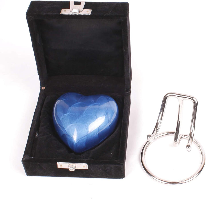 Kleine Urne für Asche mit verbessertem Deckel, Mini-Herz-Gedenkurne mit Box und Ständer, aus Alumini