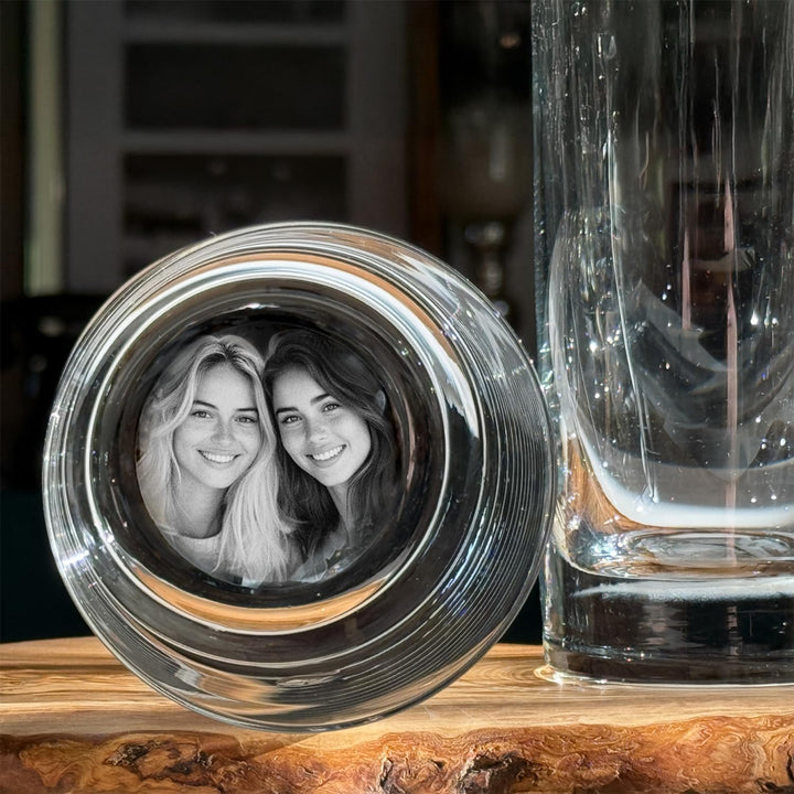 contento | Whisky-Glas Set personalisiert – Fotogravur im Glasboden – eigenes Bild in Glas (Boden) g