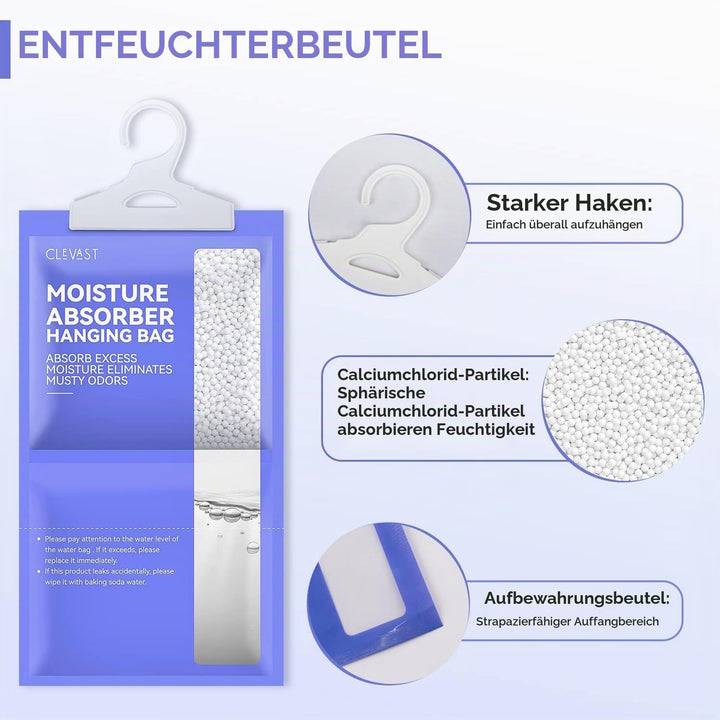 CLEVAST 5 Pack Kleiderschrank Feuchtigkeitsabsorber, Hanging Luftentfeuchter, Feuchtigkeitsentferner