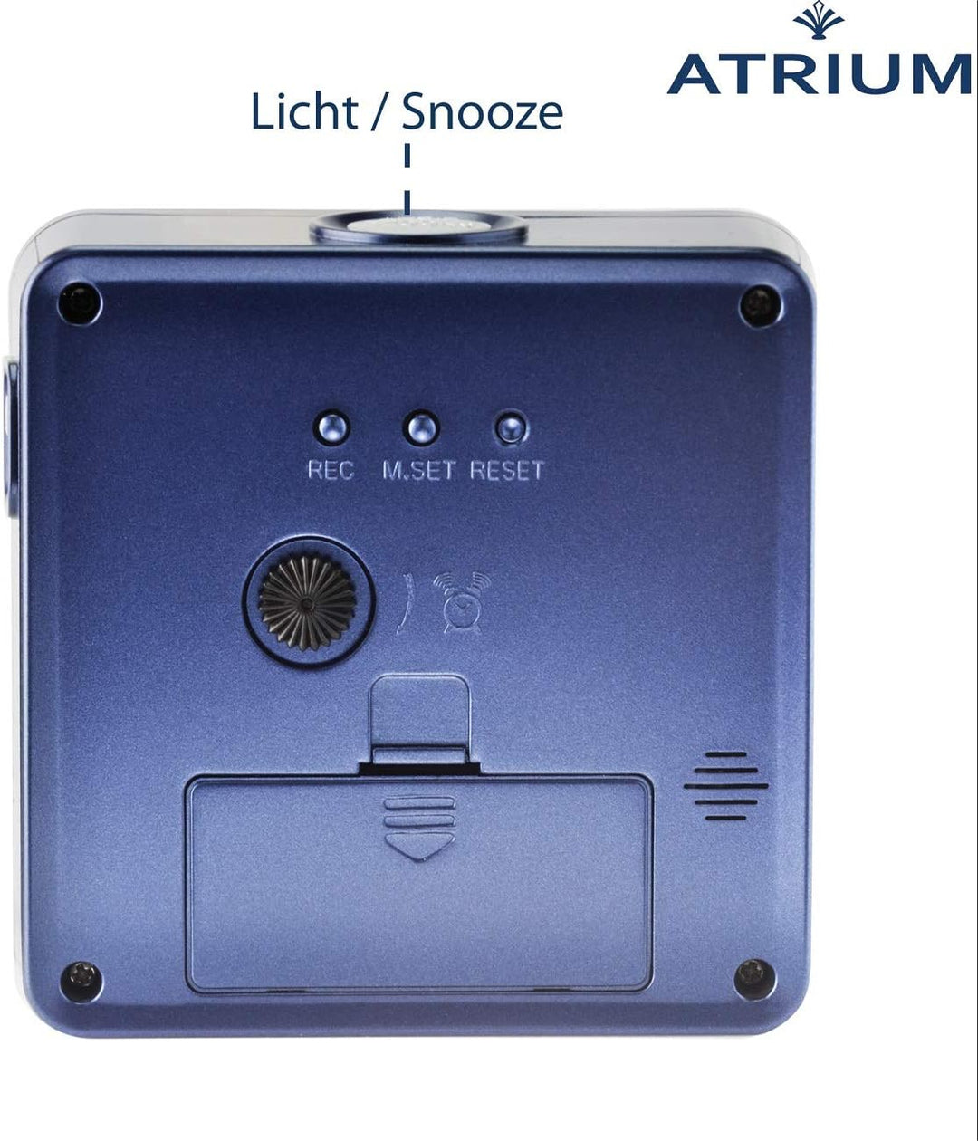 Atrium Funkwecker Analog Quarz ohne Ticken mit Licht und Snooze Leuchtzeiger blau A660-5