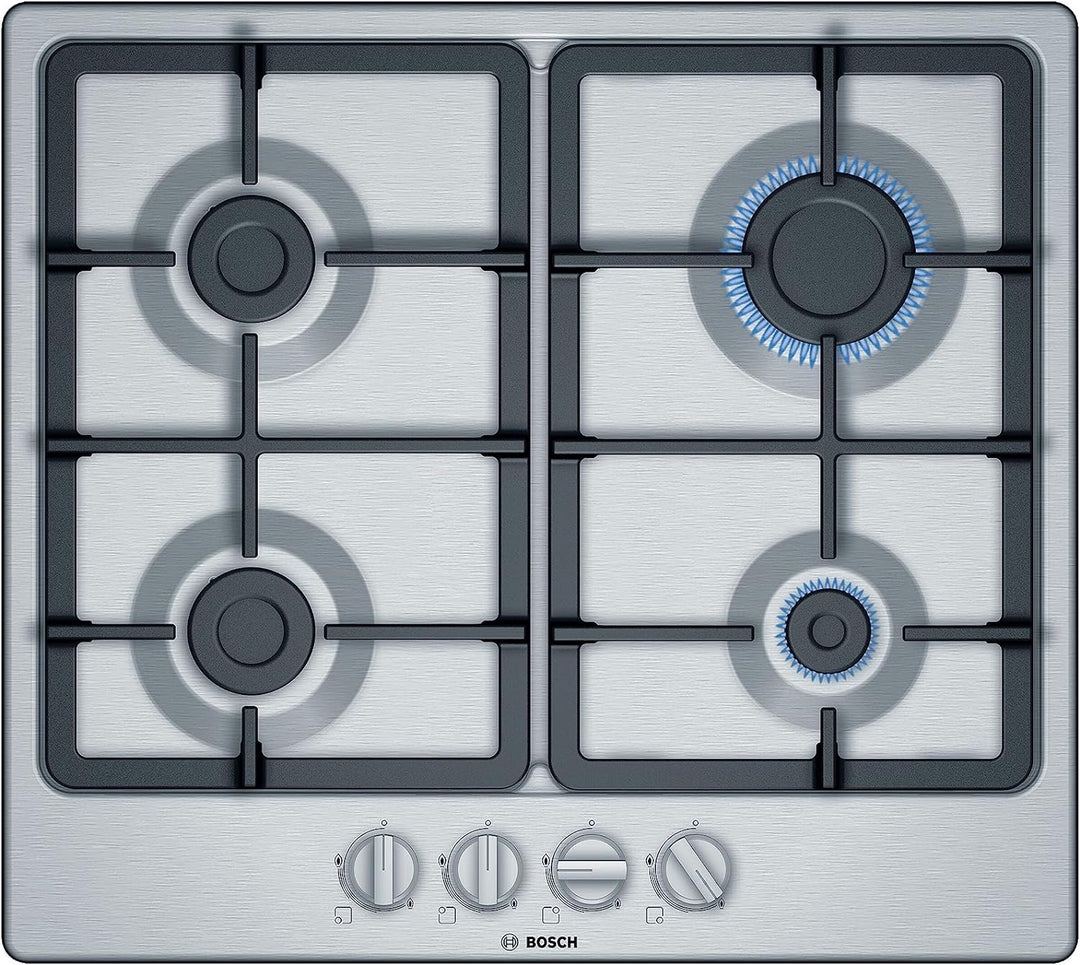 Bosch PGP6B5B90 Gaskochfeld Serie 4 Einbau-Kochfeld 60 cm Leistung 7500 W Edelstahl