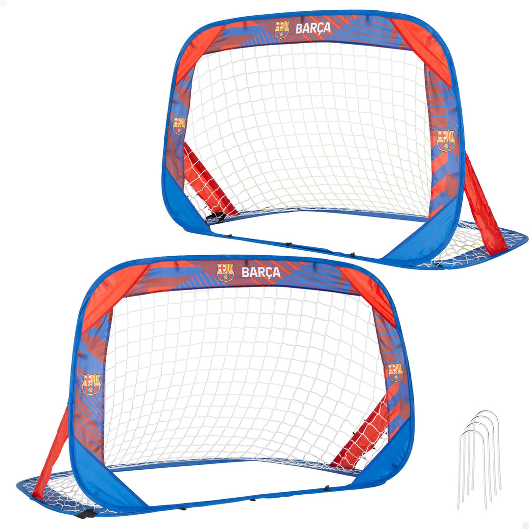 COLORBABY FC Barcelona Fussballtor, Pop-up, 2 Stück, 120 x 80 x 80 cm, inklusive Tragetasche, zusamm