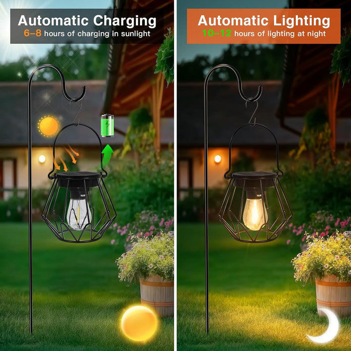 Ketom 2 Stück Solarlampen für Aussen Hängend, IP65 Wasserdicht Metall Solarlaterne für Aussen, Retro