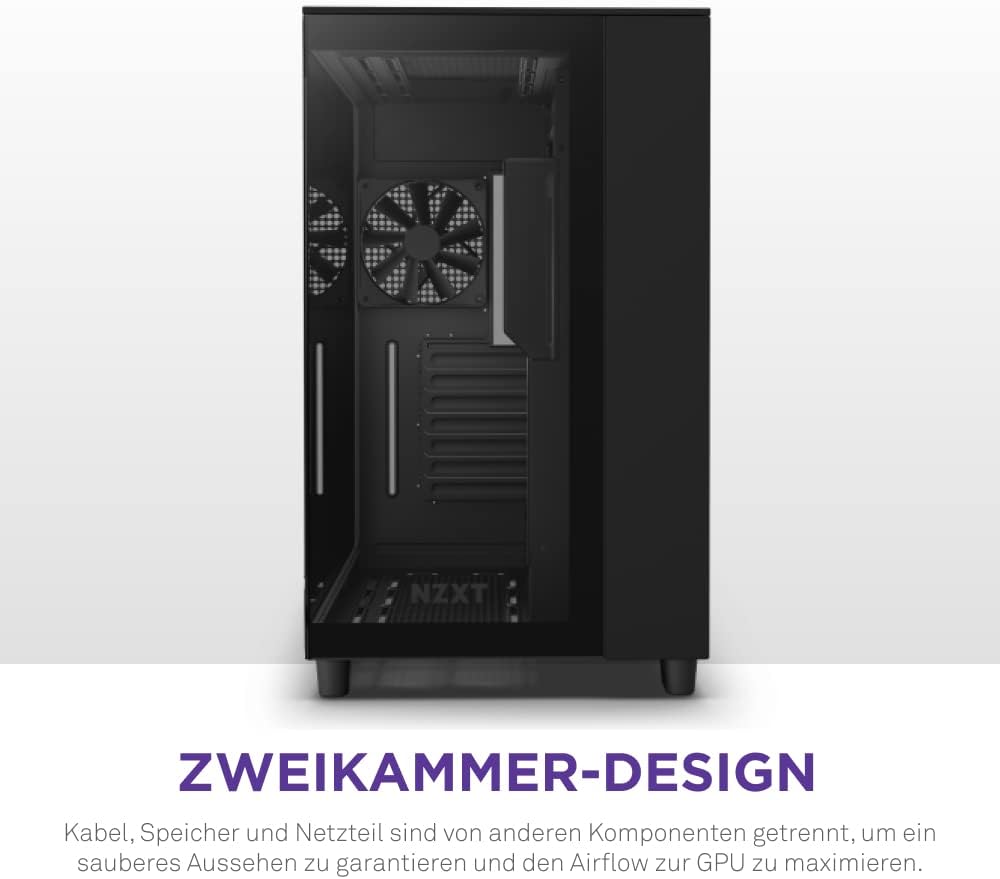 NZXT H9 Flow - CM-H91FB-01- Dual-Chamber ATX Mid-Tower PC-Gaming-Gehäuse - High-Airflow-perforiertes